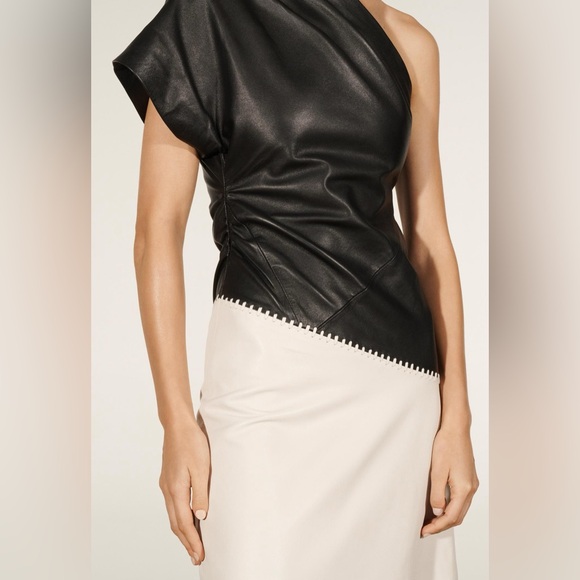ZARA GENUINE LEATHER ASYMMETRIC DRESS LIMITED EDITION SZ XS - Picture 5 of 13